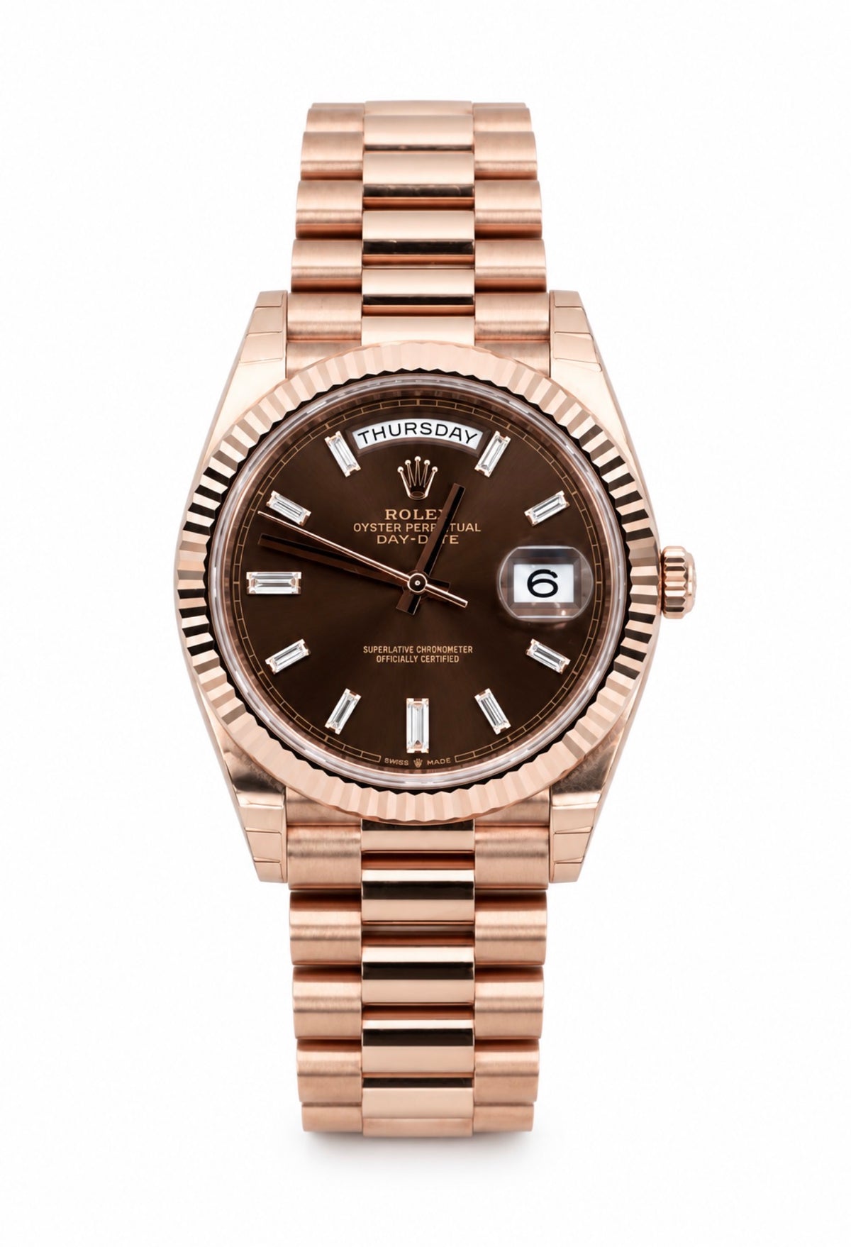 Rolex Day-Date 40mm Chocolate Diamond Dial Rose Gold 228235