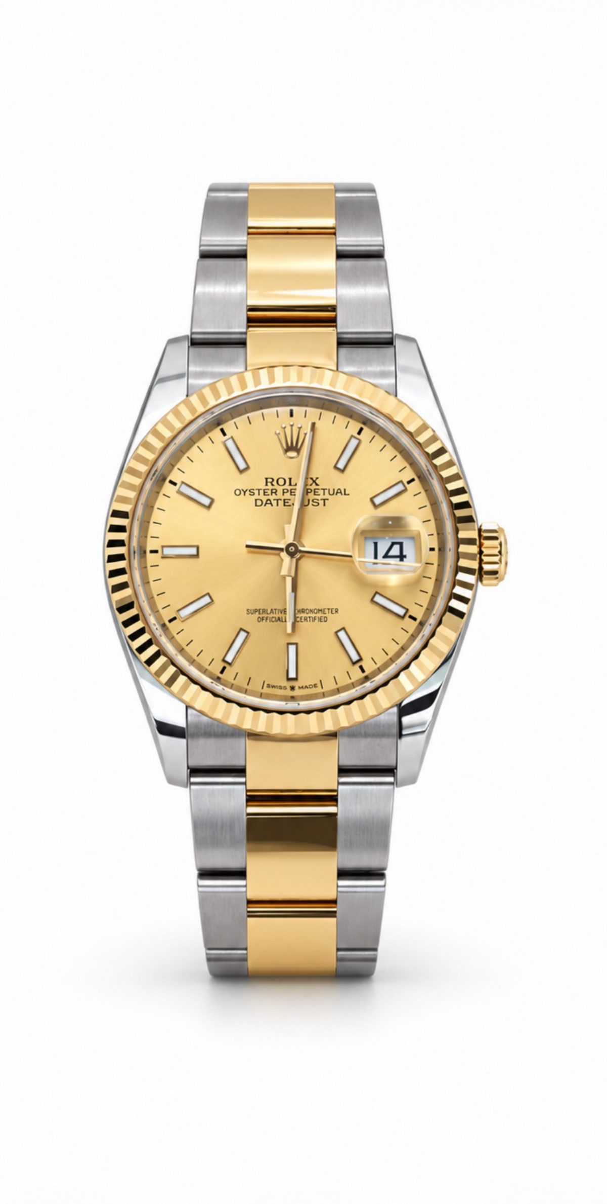 Rolex Datejust Champagne Index Dial 36mm Two-Tone Jubilee Bracelet 126233
